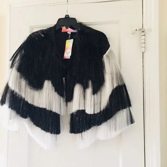 Fringe +Co Black And White Tinsel Jacket - Picture 6 of 12